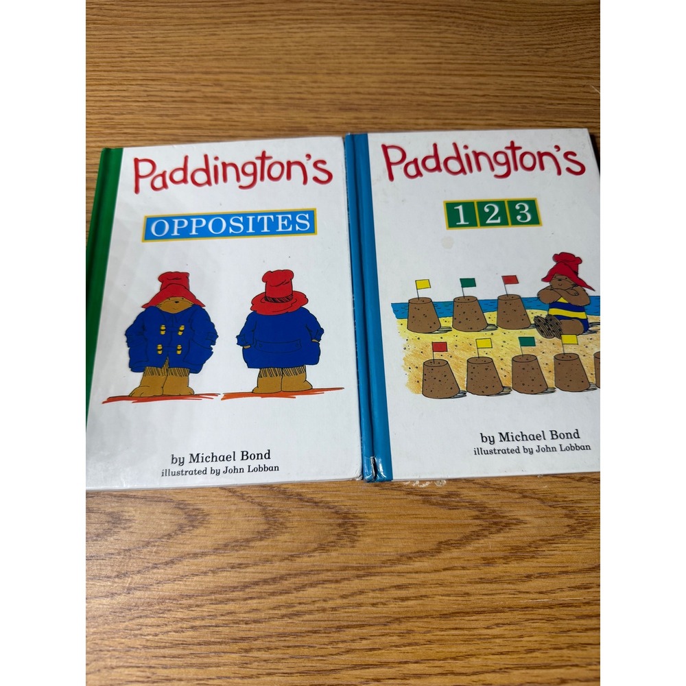 VTG Paddington Bear Book Set Michael Bond 123 Opposites Hardcover Childrens